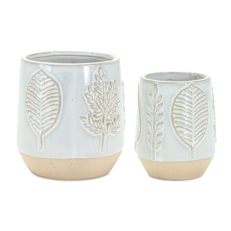 Container (Set Of 2) 4.75"D X 4.25"H, 5.5"D X 5"H Porcelain
