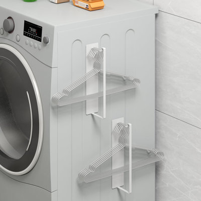 Organisateur de cintres magnétiques, support de 2 cintres pour sécheuse / laveuse, pouvant contenir jusqu'à 30 cintres en velours / fil / plastique (2, blanc)