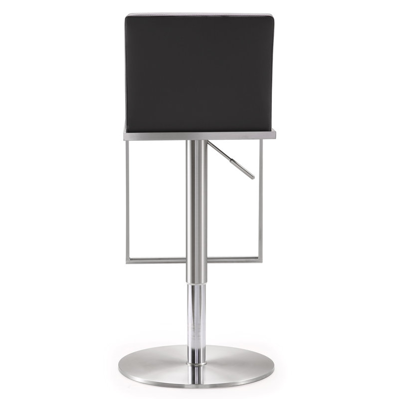 Upholstered Adjustable Height Counter Stool with Metal Frame, Grey/Silver