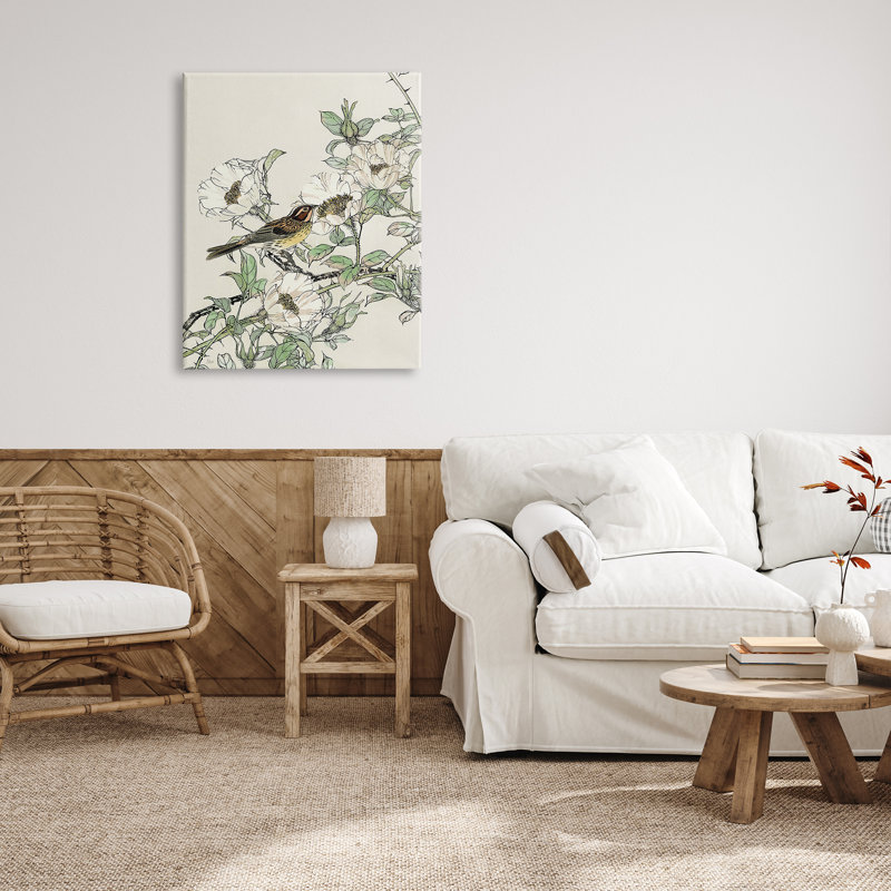 «Delicate Bird & Blossoms On Canvas» par Nan, reproduction, H 40 po x l 30 po x P 1,5 po