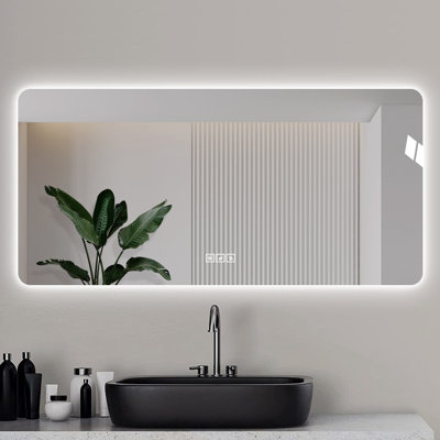 Miroir de salle de bain sans cadre à DEL 48 po x 24 po avec anti-buée Adalard