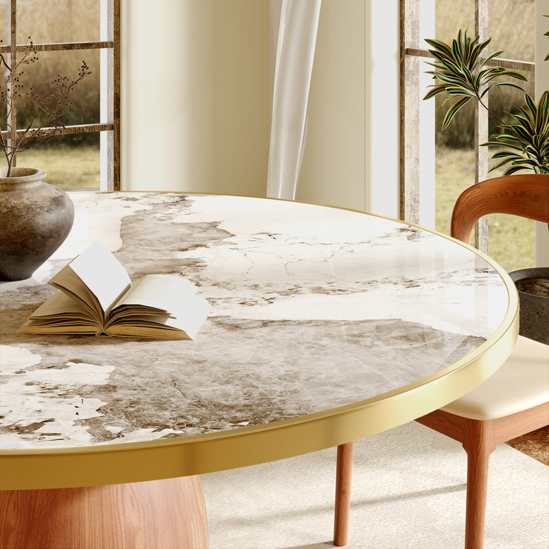 Table de salle à manger Mid-Century moderne pour 4 personnes, table de cuisine de ferme, base en bois massif fritté résistant aux taches et aux égratignures 47 po