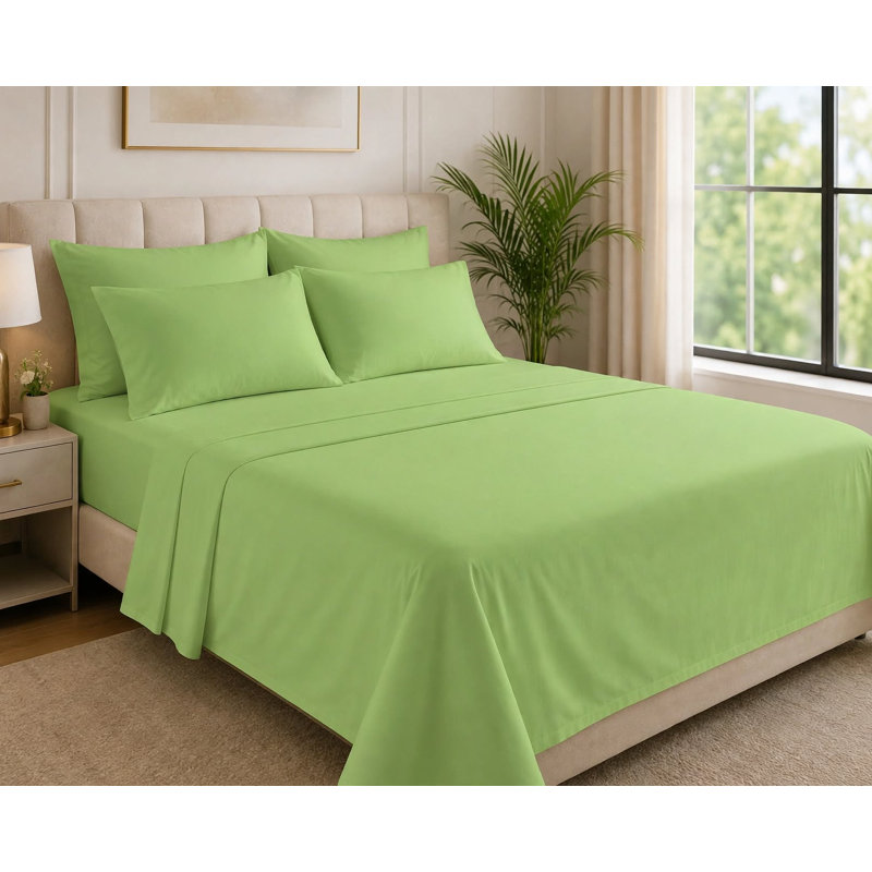 6-Piece Premium Deep Pockets Microfiber Sheet Set, California King, Lime