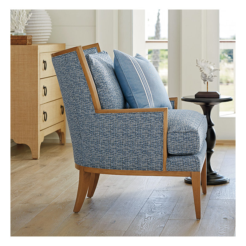 Barclay Butera Upholstery Barrel Chair, Laguna Sands Leg/Beige Cushion