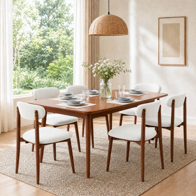 Ensemble de chaises de salle à manger rembourrées Modern 6 pièces avec dossier incurvé et structure en bois massif