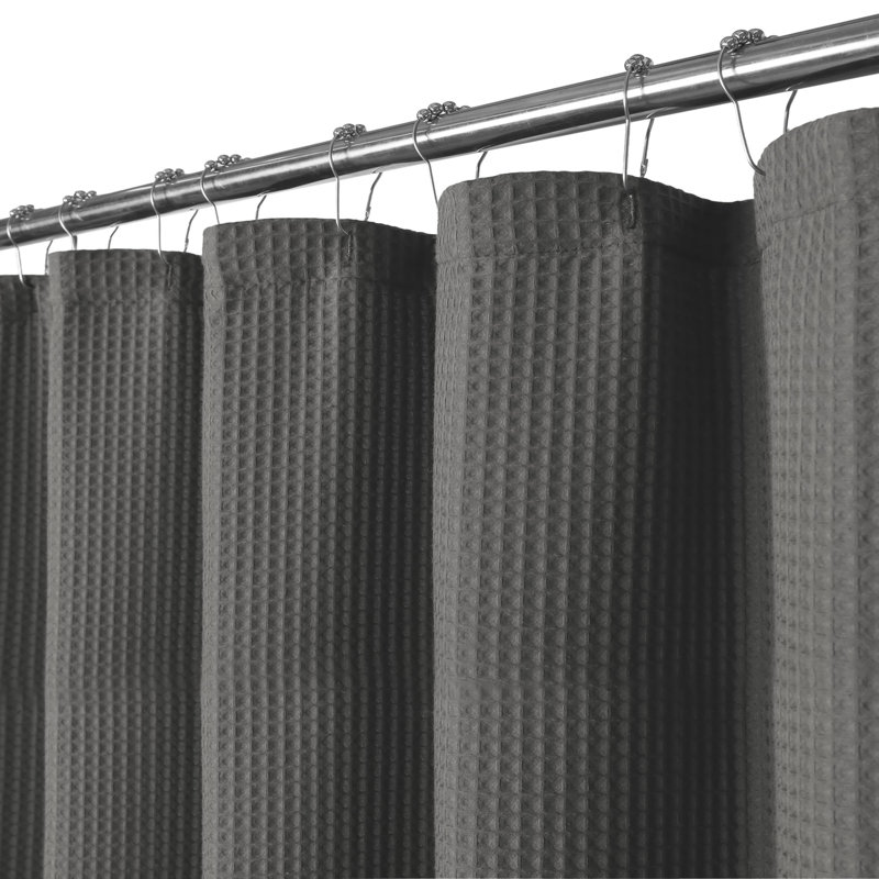 Rideau de douche gaufré en mélange de coton, Gris anthracite