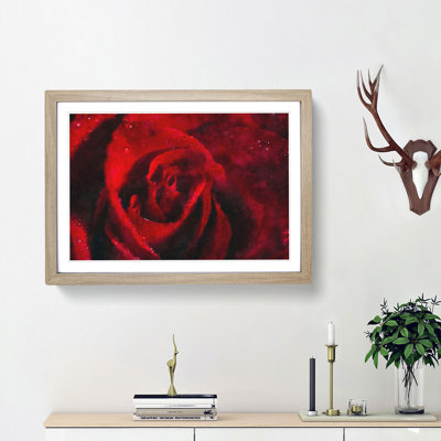 Drops upon a Red Rose - Picture Frame Graphic Art Print