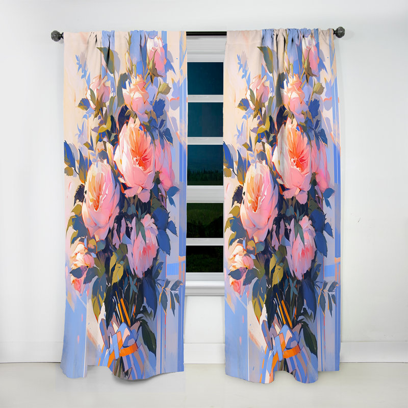 Ezhno Peony Whispers Bouquet - Peony Curtain - Velvet Room Darkening - 1 panel, 52" W x 108" L