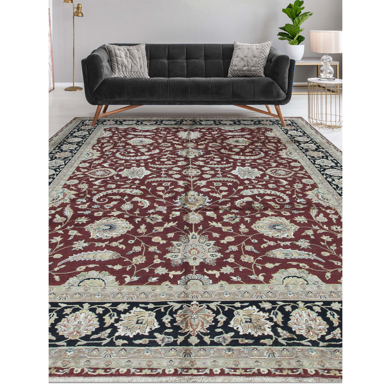 Hand Woven Silk and Wool Oriental Area Rug, Rectangle 10' x 13'9"