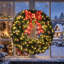 Couronne de Noël artificielle pré-illuminée de 91 cm (36 po), verte