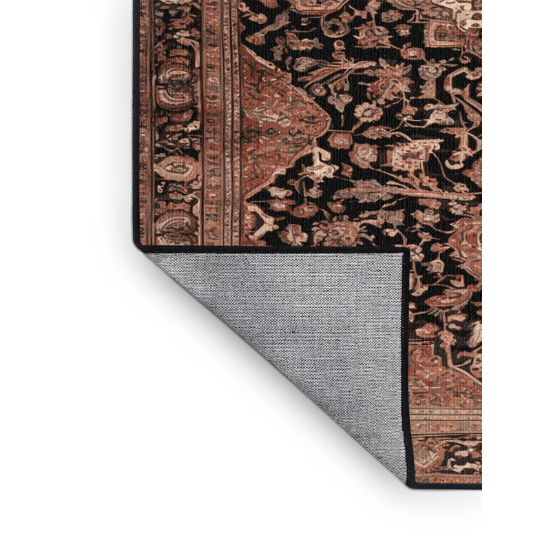 Tapis brun lavable à la machine, Rond 3 pi