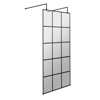 Framed Wetroom Screens 1950mm H Framed Wet Room Glass Screens with Pattern Glass