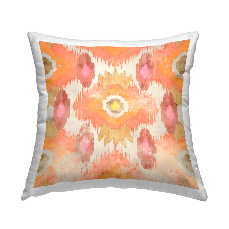 Coussin Vivid Orange Ikat Shapes
