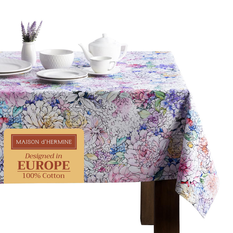 Maison d' Hermine Table Cloth Rectangle Table 100% Cotton 70 x 90 Inches Tablecloth Reusable Decorative for Dining Room Farmhouse Home Valentines Day Decorations Spring Summer - Floral Love