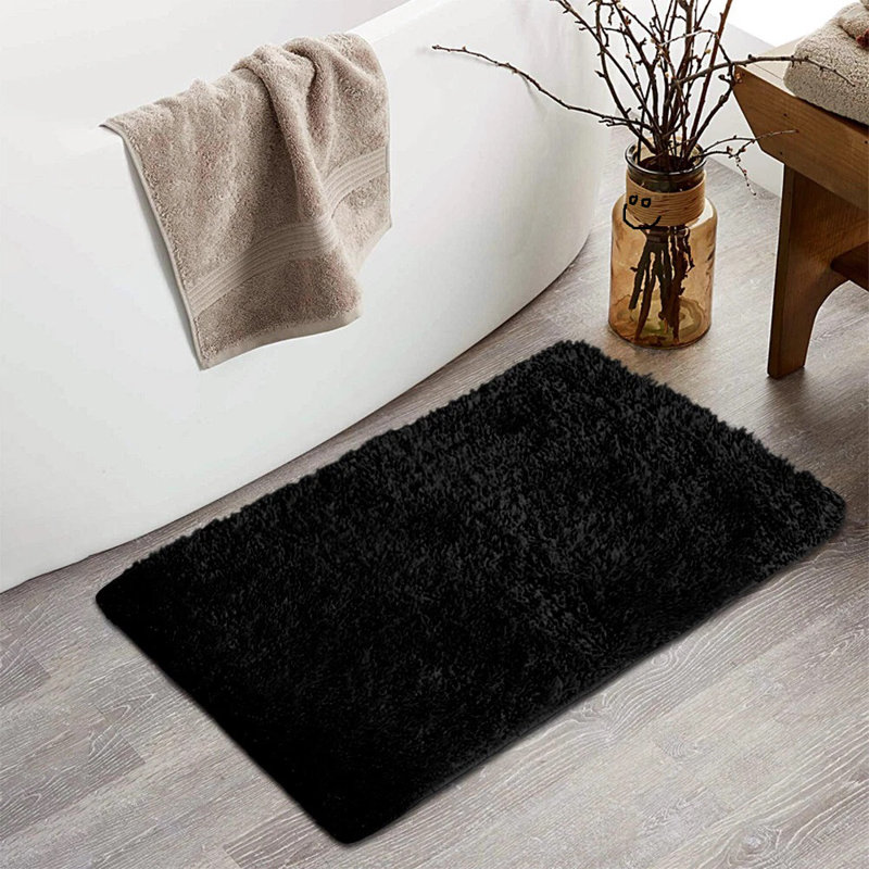 Polypropylene Plastic Non-Slip Bath Mat, Black, Single - 80cm L x 50cm W