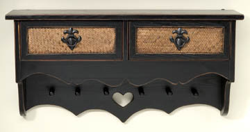 Wall Shelf with Coat Hooks in Black