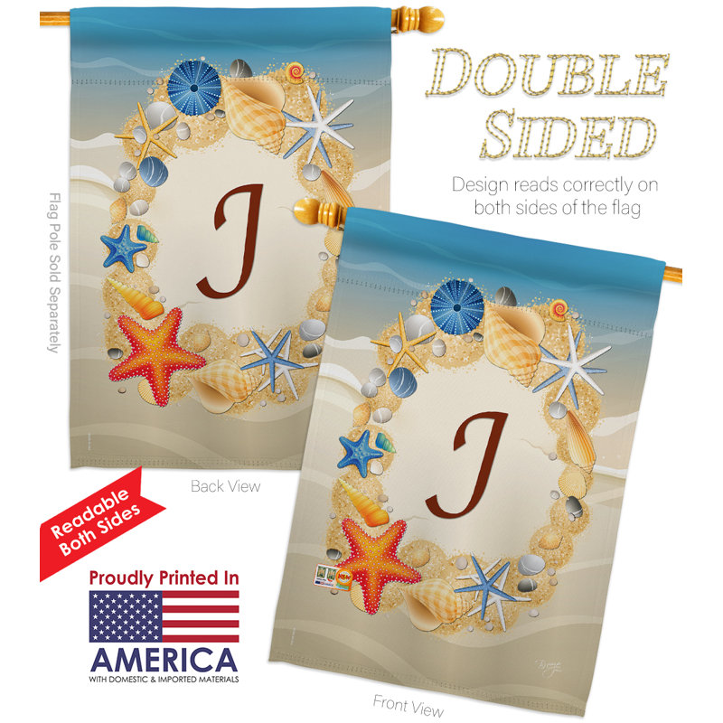 Double Sided 40'' H x 28'' W Polyester Flag Set, J