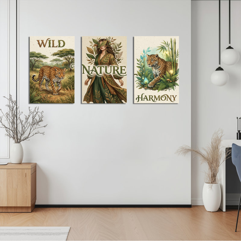 Ensemble de 3 tableaux muraux sur toile « Harmonie de la nature sauvage »., H 30 po x l 60 po
