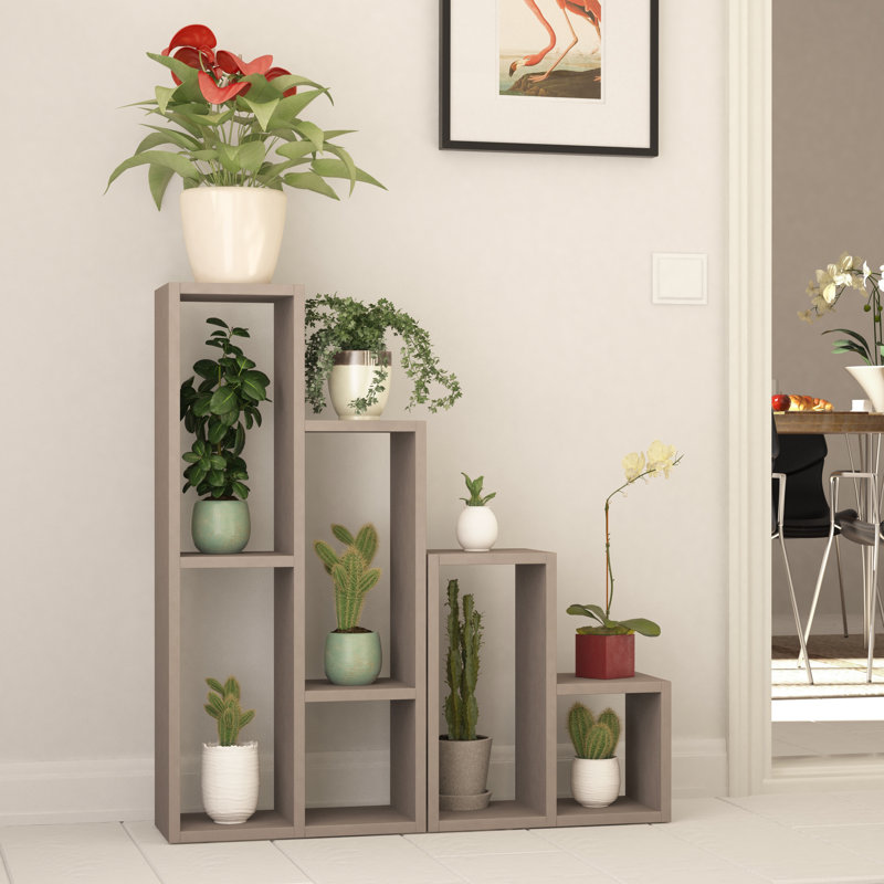 Deeter Multi-Tiered Plant Stand Stylish Freestanding Storage Solution, Light Mocha