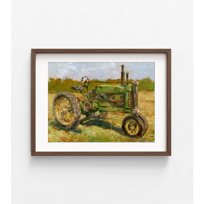 Alcide Rustic Tractors I By Ethan Harper, Green Tractor Painting Print, Rustic Farmhouse Wall Decor, Modern Barn Wall Art, Farmer House Decor