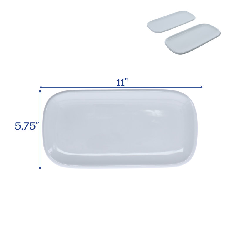 2-Piece, Impulse Rectangular Platter Set, 11", White