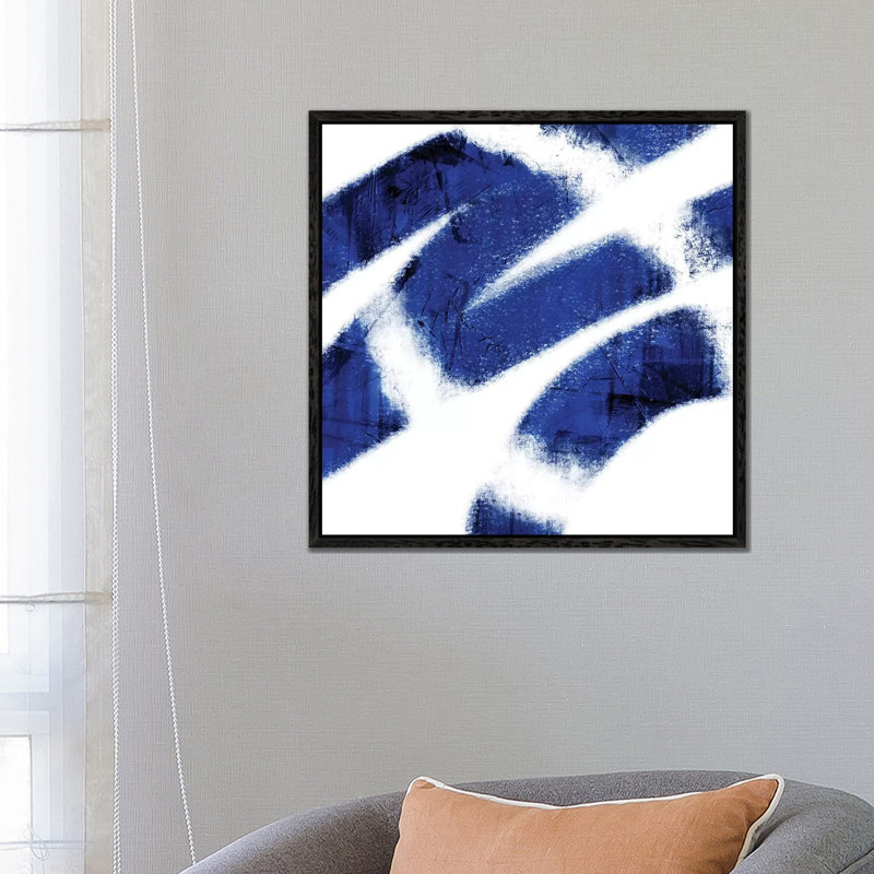 Indigo Prophecy IV by Marcus Prime - Painting on Canvas, 66.04cm H x 66.04cm W x 3.81cm D, Black Framed