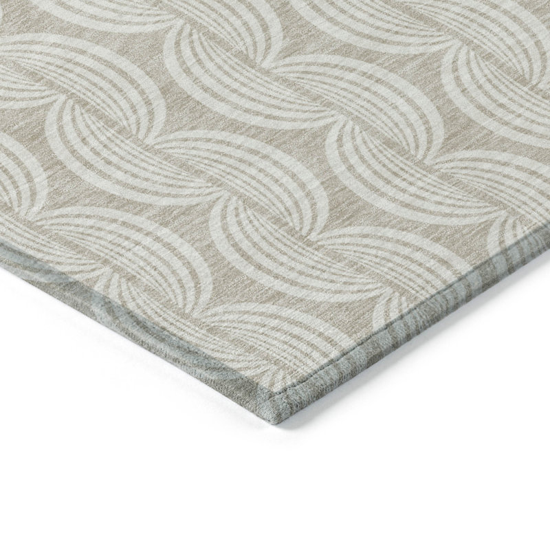 Beige Flat Woven Rectangular Synthetic Washable Rug 46" x 30"
