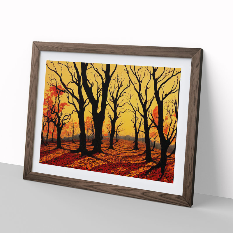 Exclusive Autumn Forest - Single Picture Frame Print, 34cm H x 46cm W x 2cm D, Walnut