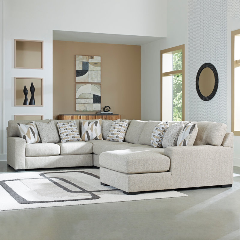Canapé modulaire 4 pièces avec méridienne Croskey, Orienté à gauche (vu de face)
