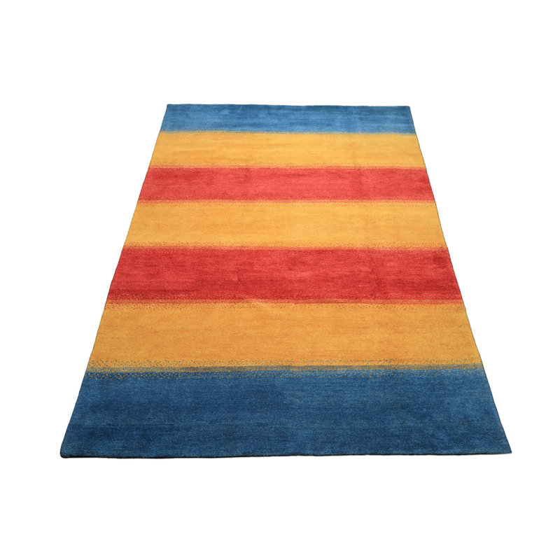Tapis en laine noué à la main 8 po x 11 po Indo Gabbeh