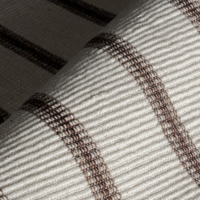 Toluca Ivory and Brown Striped Wool Rectangular Area Rug, 4' x 6'