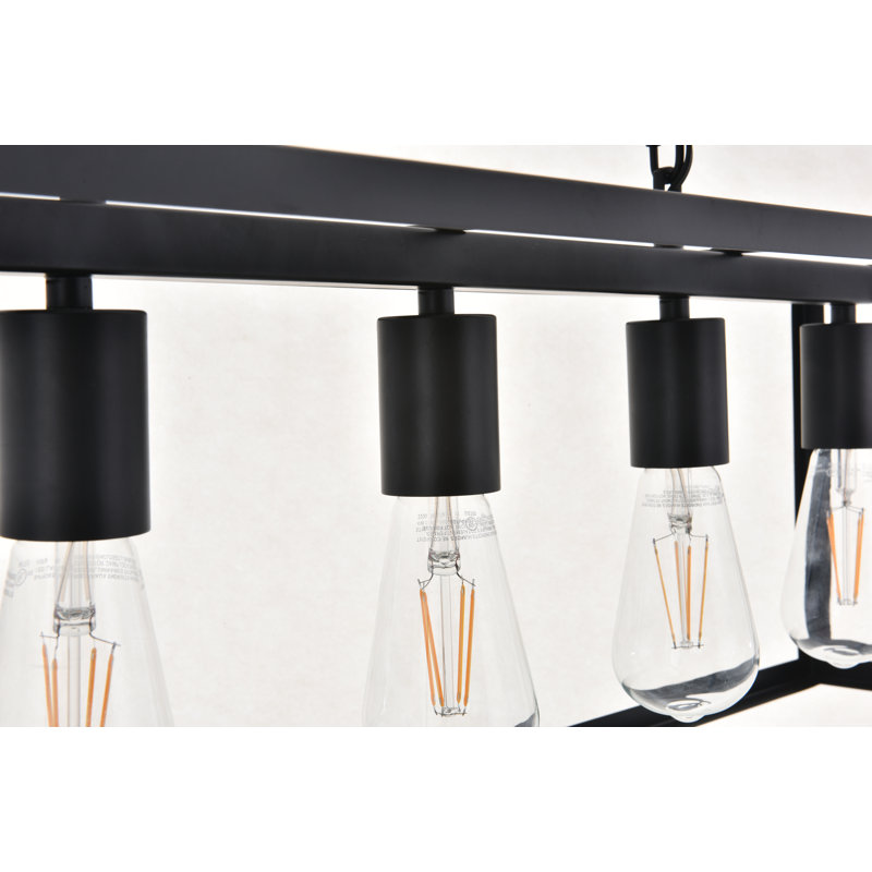 Luminaire suspendu pour îlot de cuisine Enciso, Noir, 5 lumières