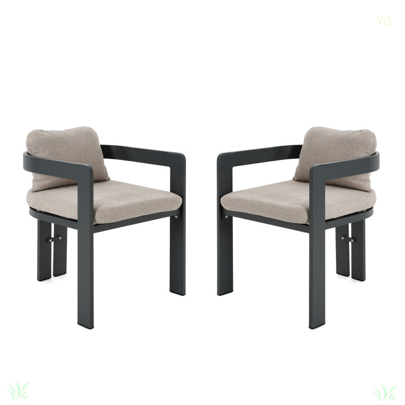 Chaise de patio d'extérieur en aluminium Pula, ensemble de 2