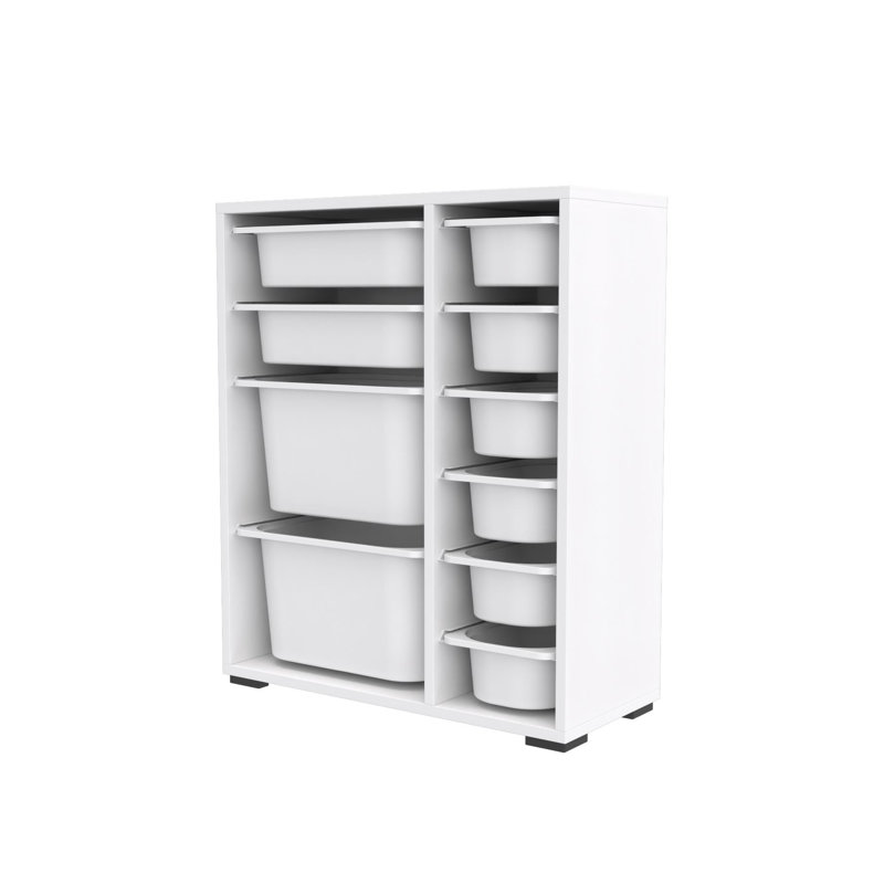 Armoire polyvalente moderne, blanche, 27,4 po x 32,7 po x 11,8 po | 100% panneau de particules enduit de mélamine, épaisseur: 0,7 pouce | Comprend de nombreuses tablettes, des pieds en plastique et une conception murale | Parfait pour le bureau à domicile, le salon ou les solutions de rangement
