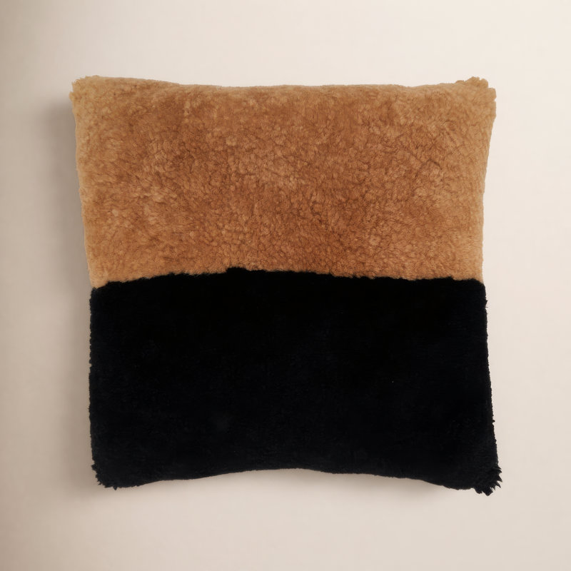 Coussin en peau de mouton Shearling Collection, polyester, Brun