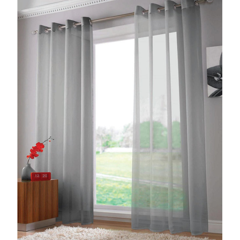 Jaxcen Sheer Curtain Single Panel, 149.86 W x 182.88 D cm, Silver