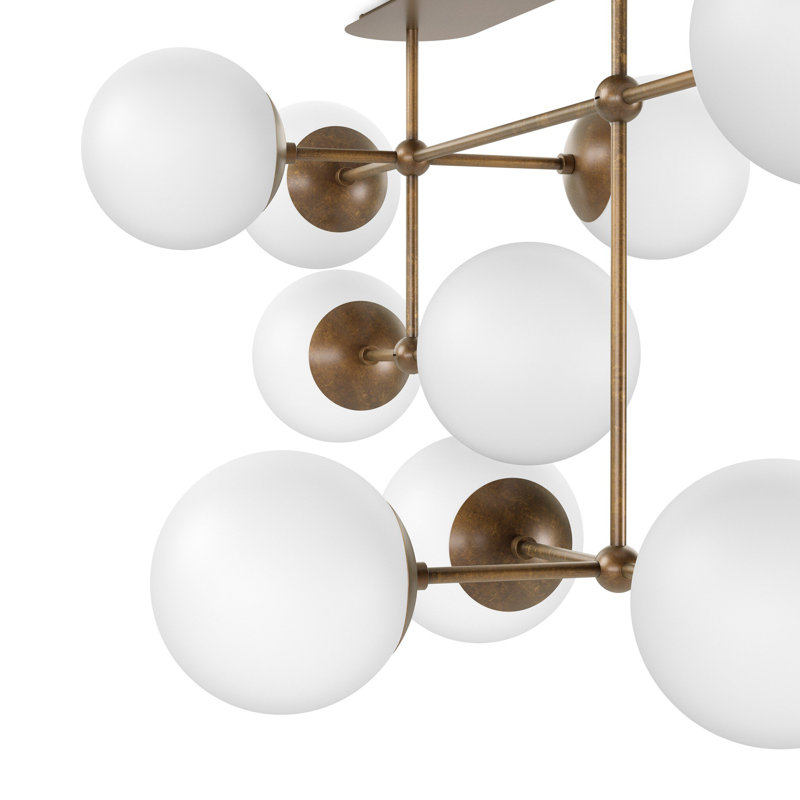 Armstrong Small Linear Chandelier-Black Gunmetal, Heritage Bronze Brass, Opal Matte Glass