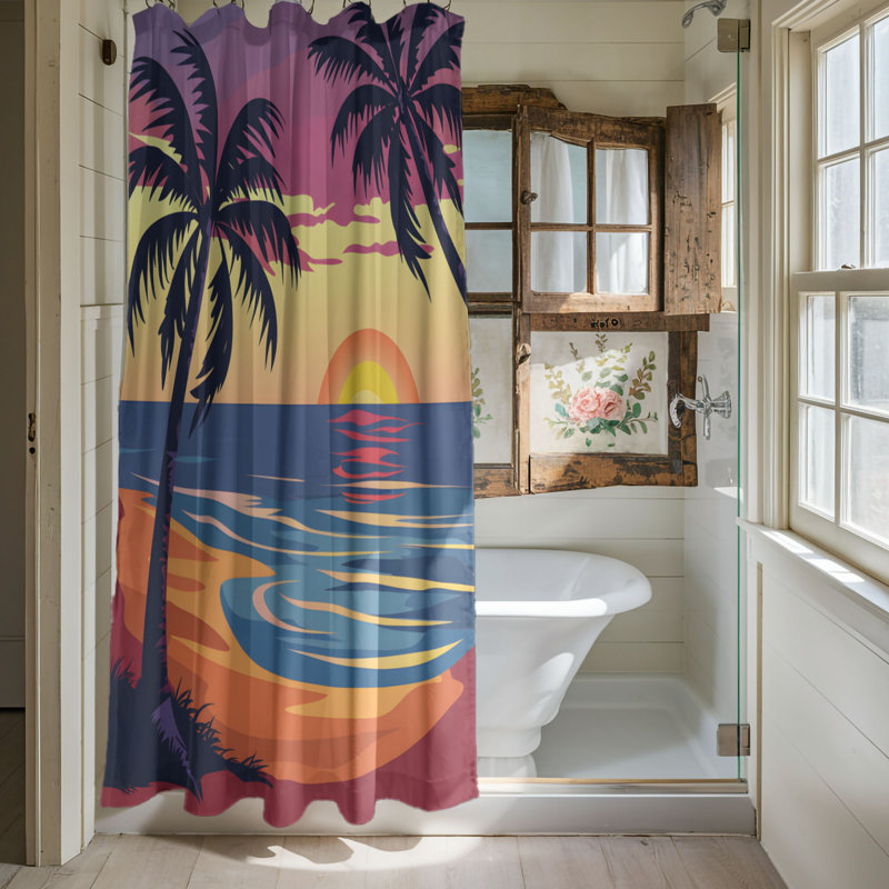 Rideau de douche Sunset Surf - Premium, H 74 po x l 71 po