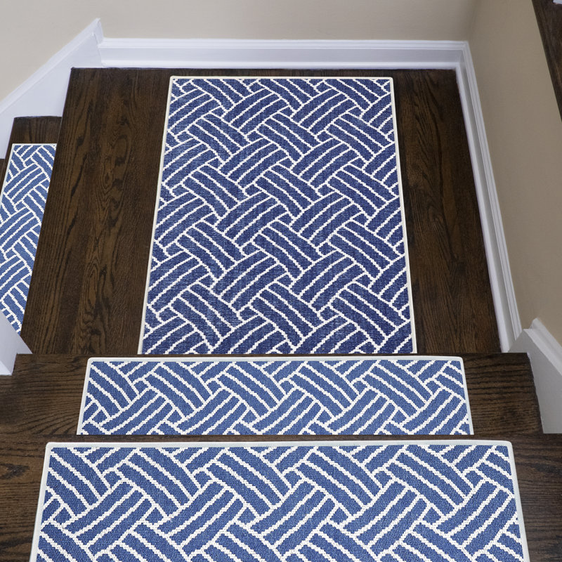 Jackman Non-Slip Geometric Indoor Doormat, Navy