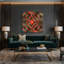 Art mural sur toile rouge Op Art-757429627