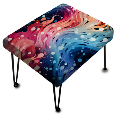 Blue And Purple Mystical Paisley Mirage - Polka Dots Rectangle Ottoman
