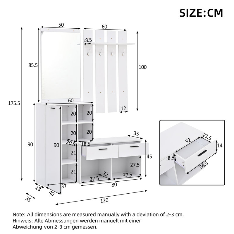 120 cm W Hall Tree
