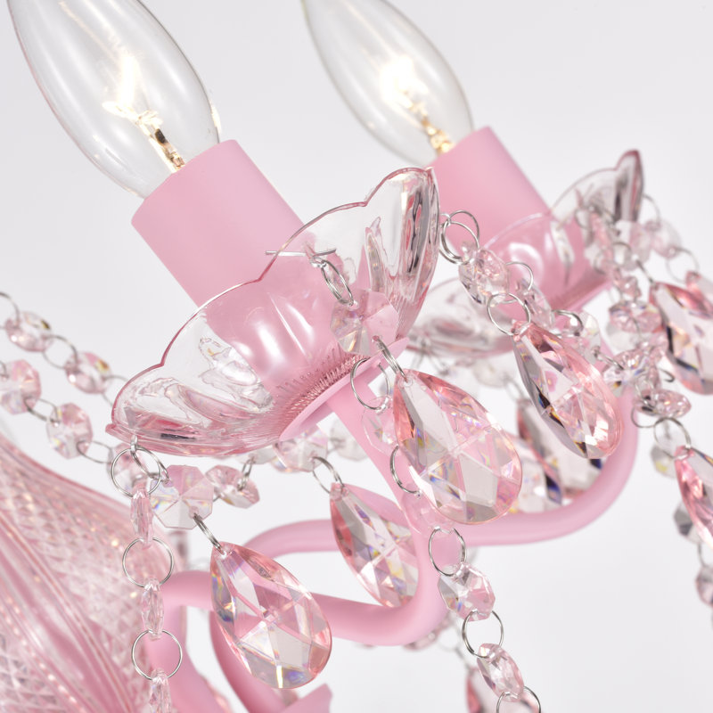 Lustre 5 lumières façon bougie Cochrane, Rose