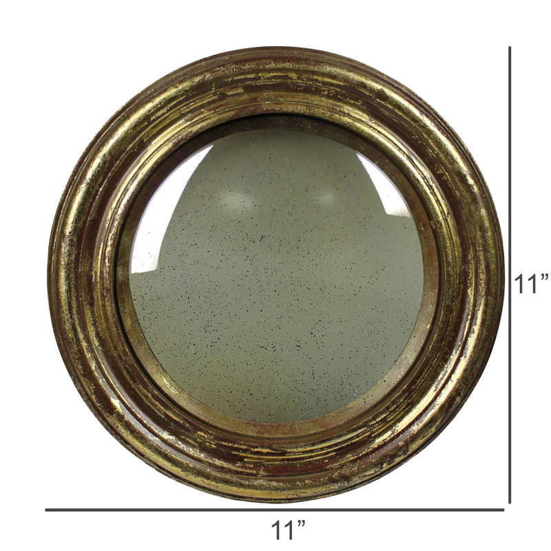 Convex Mirror, Antique Gold - Med, 11" x 11"