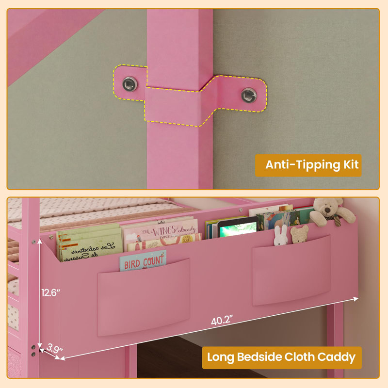 Twin Size Bed Frame With 6 Drawers,house Shape Bed With Globe String Lights-plug In,metal Bed Low Loft Bed With Safety Guardrail,inclined Ladder,no Box Sping Needed,space Saving For Bedroom