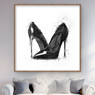 Black High Heels Shoes Framed Matted Print | Home Decor Art