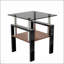 Ensemble de 2 tables en verre trempé modernes, durables et élégantes avec couche de panneau de fibres à densité moyenne pour le salon, la table basse et la table de bout-1435058585