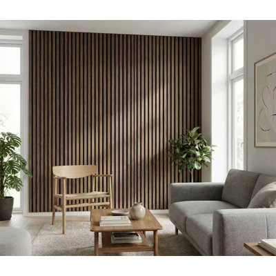 2pc x 94.4" x 23.63" 3D Acoustic/Sound proof Wood Look Slat Wall Panels