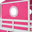 Lit simple mezzanine rose avec toboggan, tente et tour - Bois massif, conception de maisonnette, tour de couloir sous circulation d'air, tente à l'intérieur, construction, conception de fenêtre pour le plaisir-237279081