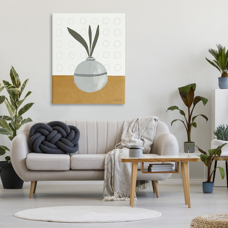 Feuille de brindilles dans un vase, art mural par Katie Doucette, H 48 po x l 36 po